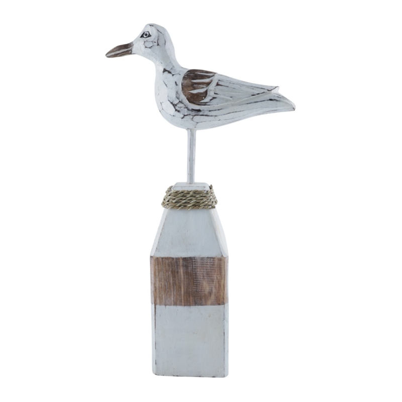 Houten meeuw Siem wit/natural 40x20 cm