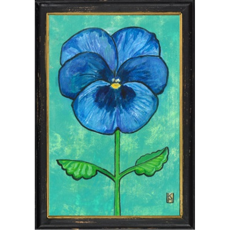 Lijstje hout zwart Blauwe viooltje, 34x23,5cm