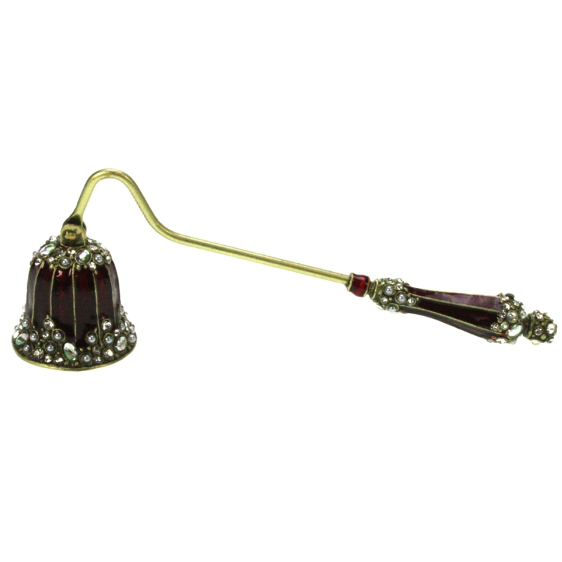 Kaarsendover met parels, rood/ goud 17x4x6 cm