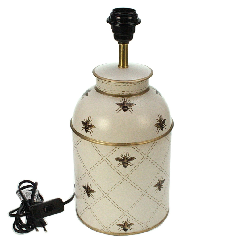 Lamp theebus Creme met bijtjes, Ø17,5xH39cm