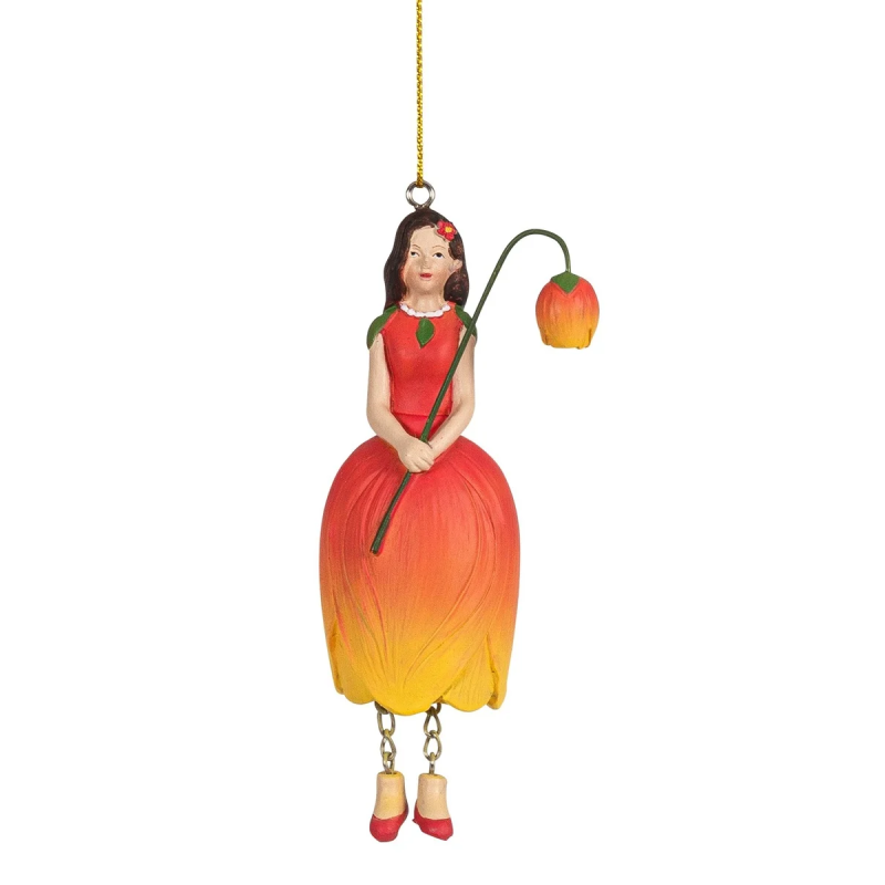 Bloemenmeisje hangend "Tulp rood/oranje"