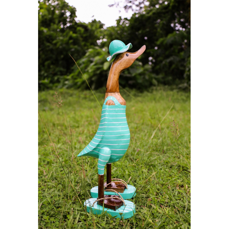 Houten eend Luca L turquoise