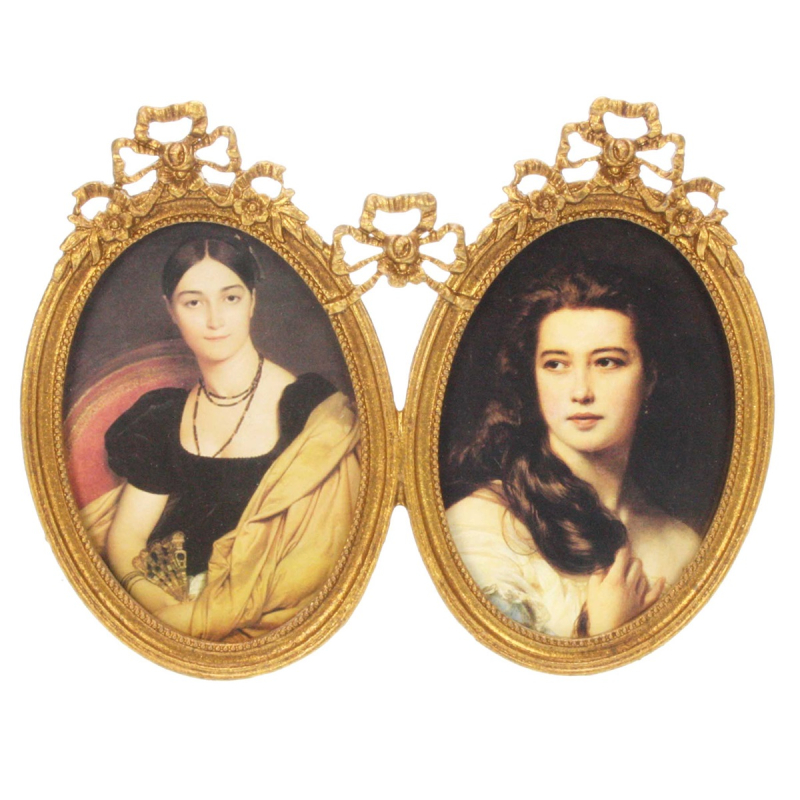 Fotolijstje dubbel ovaal ant. goud (8x11cm) 10x1x16cm