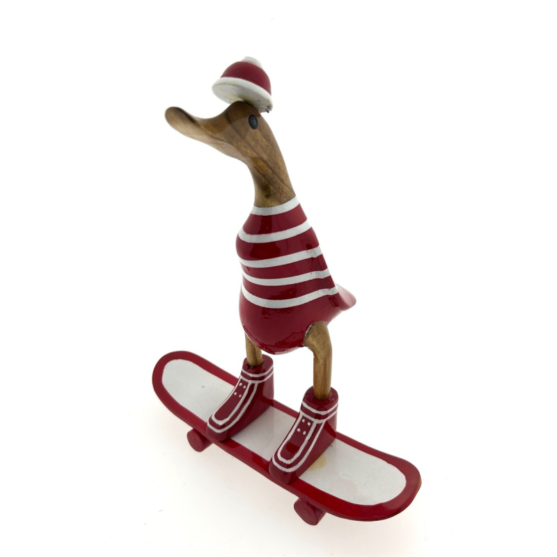 Houten eend Wessel skateboard rood
