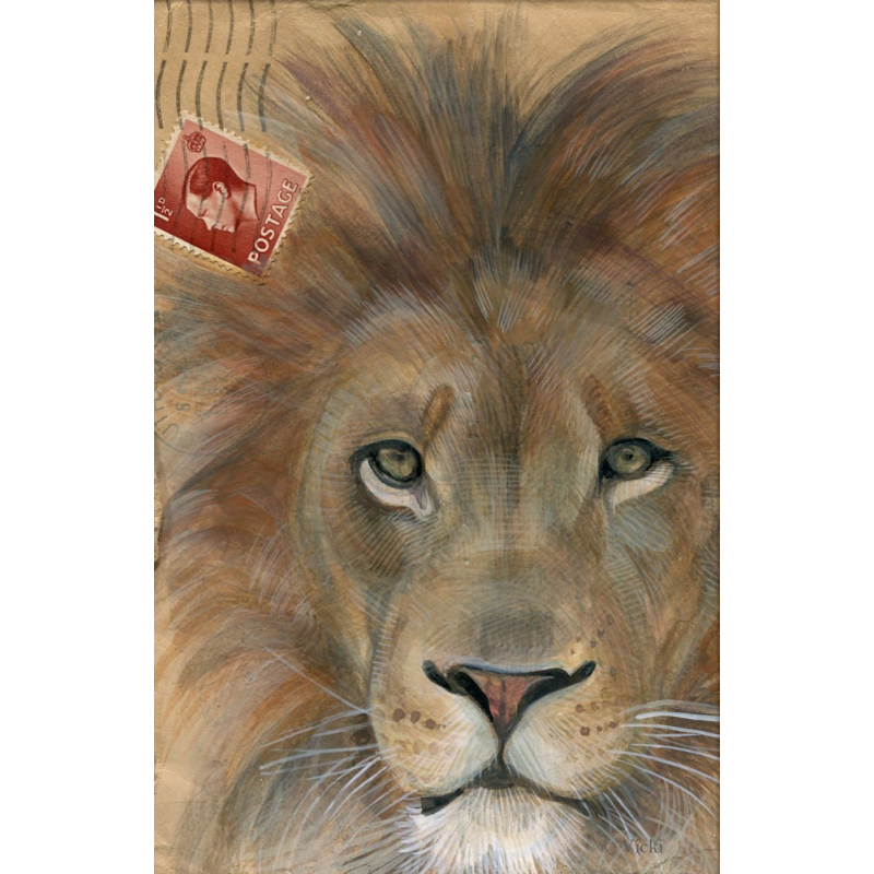 Dubbele kaart met env. Leeuw 11,5x17,5cm