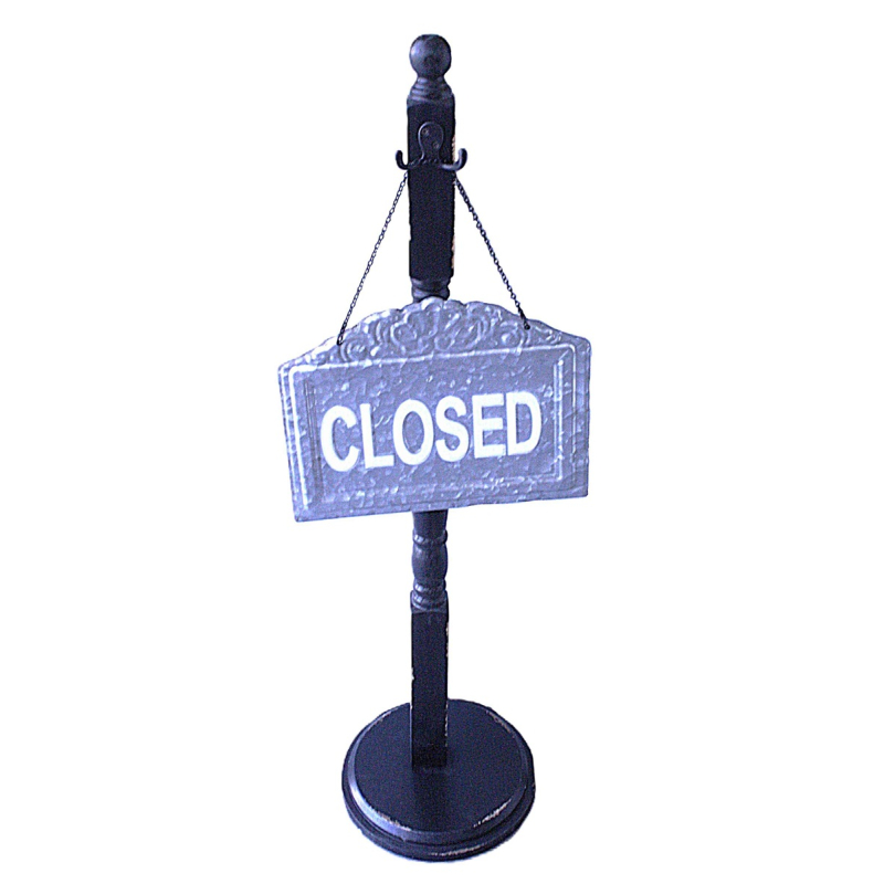 Bordje Open/Closed met houten voet 32xH92cm