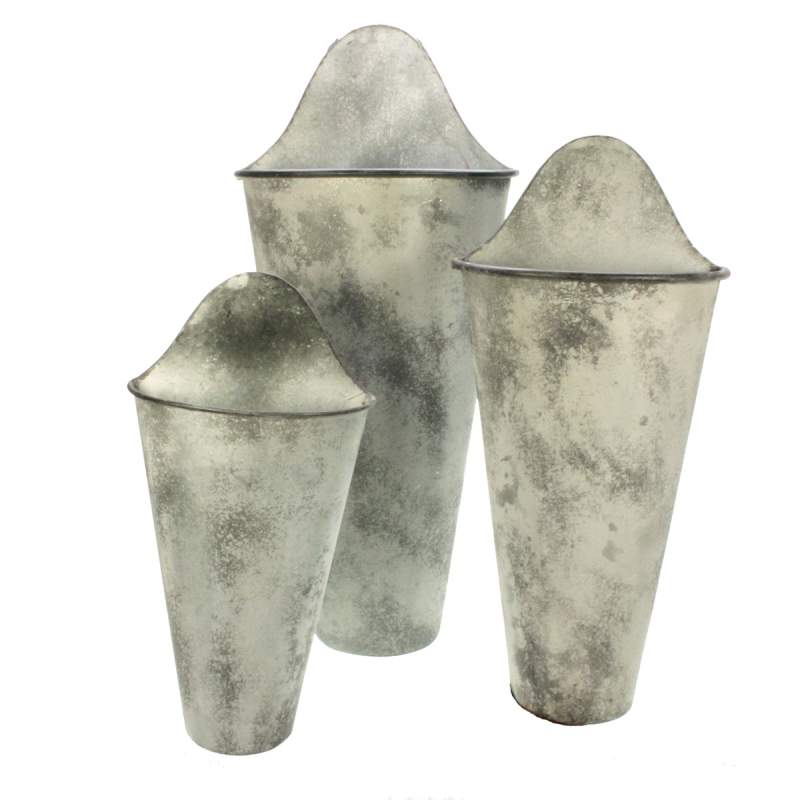 Plantenbak hangend, metaal Set/3 28x14x63