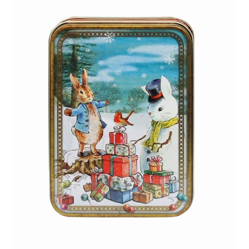 Blikje Peter Rabbit met cadeaus 14,2x10,1x5,2cm