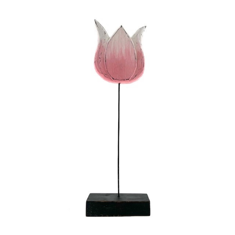 Houten tulp Onna op standaard roze groot