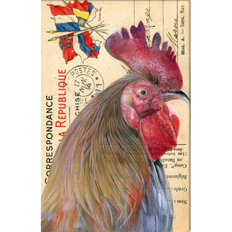 Dubbele kaart met env. Haan 11,5x17,5cm