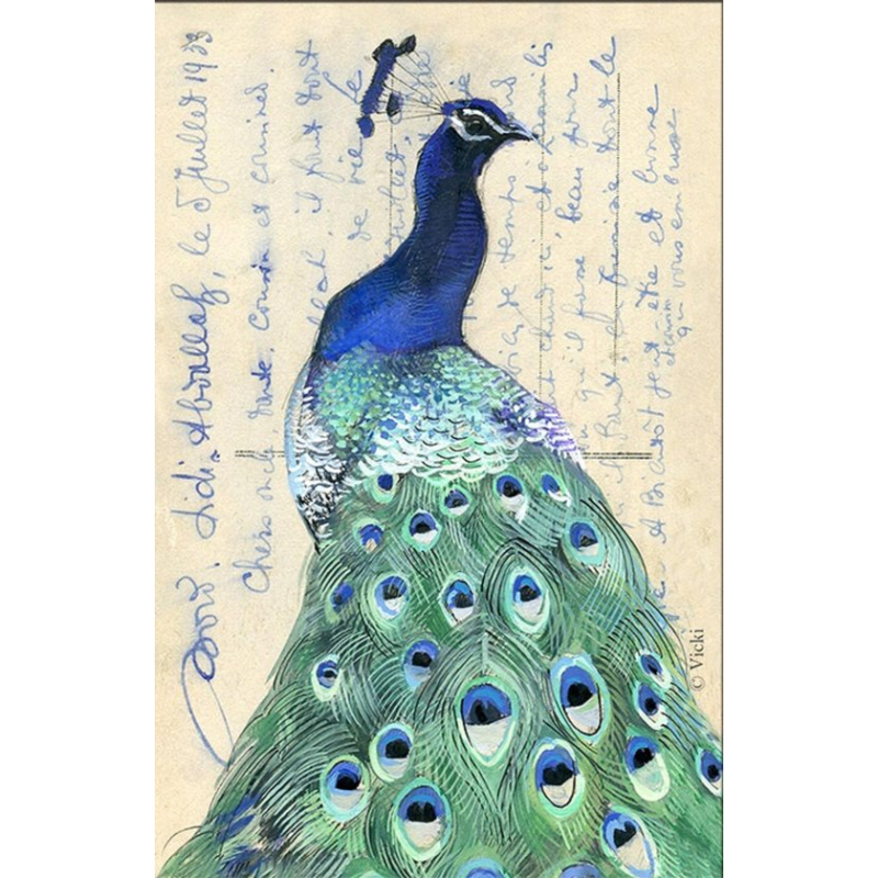 Dubbele kaart met env. Pauw 11,5x17,5cm