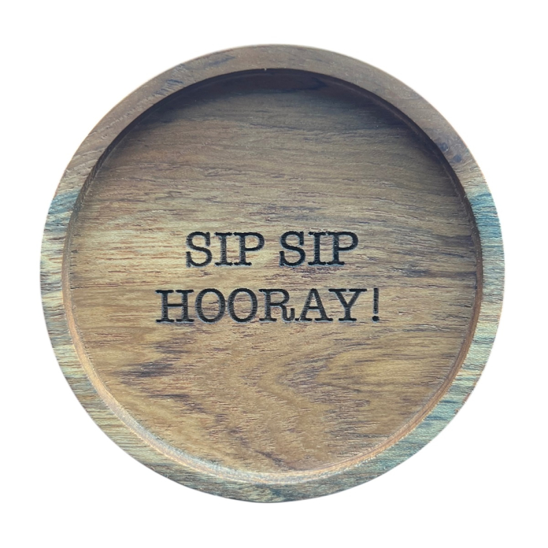 Onderzetter Iny Sip Sip rond hout dia 10 cm