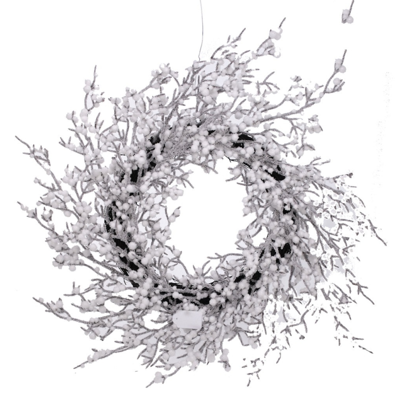 Krans Witte bessen besneeuwd Ø57x14cm