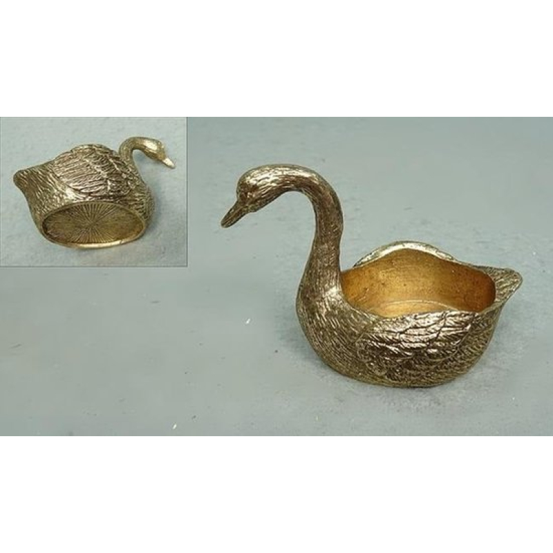 Kaarshouder Zwaan, goudkleur 8x5x6cm