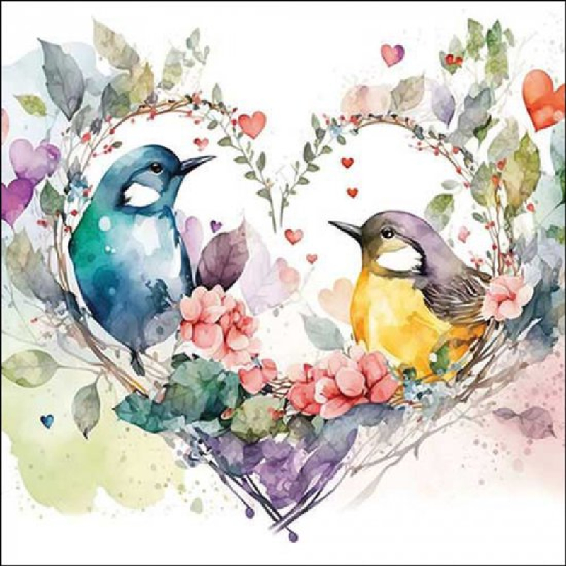 Servetten "Loving birds" 33x33 cm