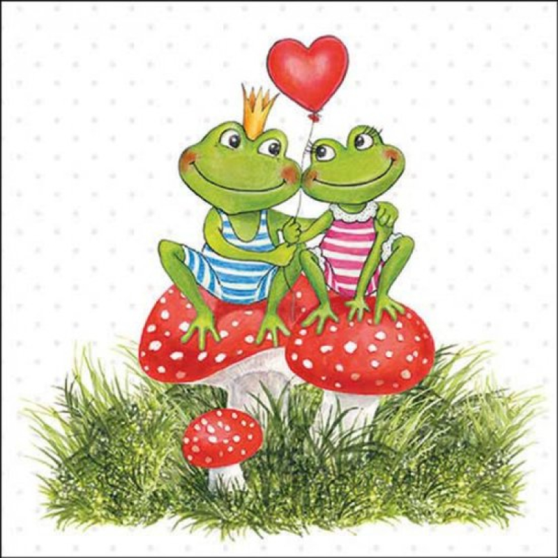 Servetten "Frogs in love" 33x33 cm