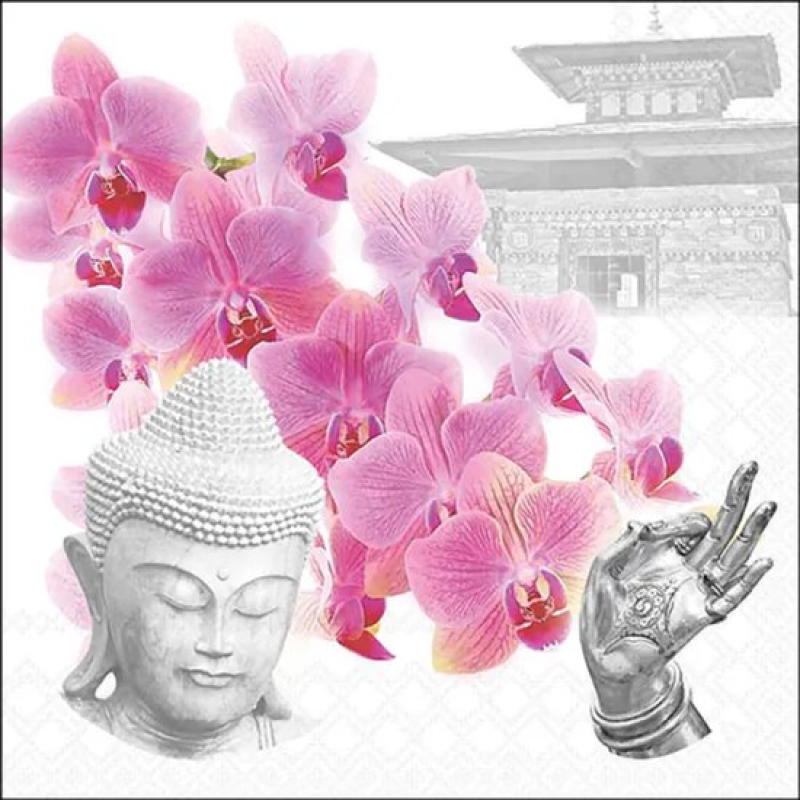 Servetten "Orchids of Buddha" 33x33 cm