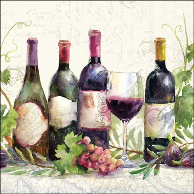 Servetten "Wine bottles" 33x33 cm