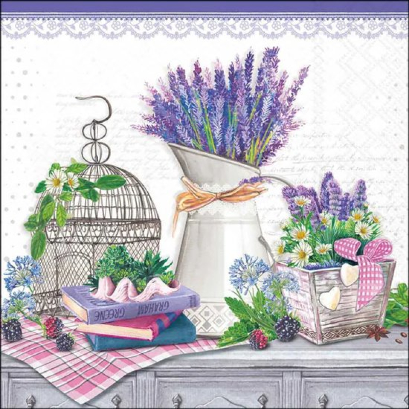 Servetten "Lavender decoration" 33x33 cm