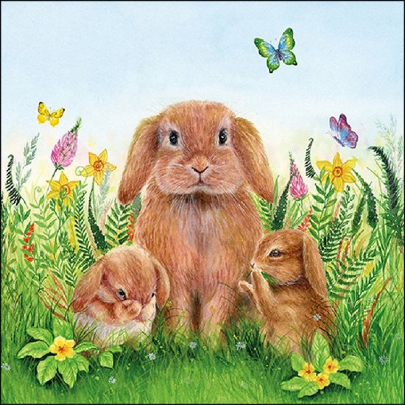 Servetten "Rabbit Family" 33x33 cm