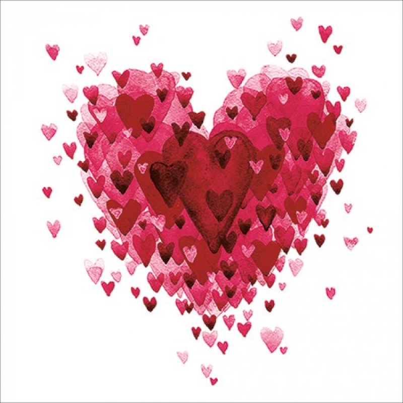 Servetten "Heart of hearts red" 33x33 cm
