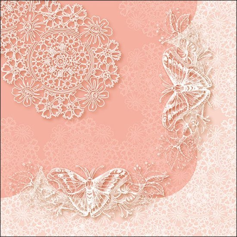 Servetten "Butterfly Lace Rose" 33x33 cm