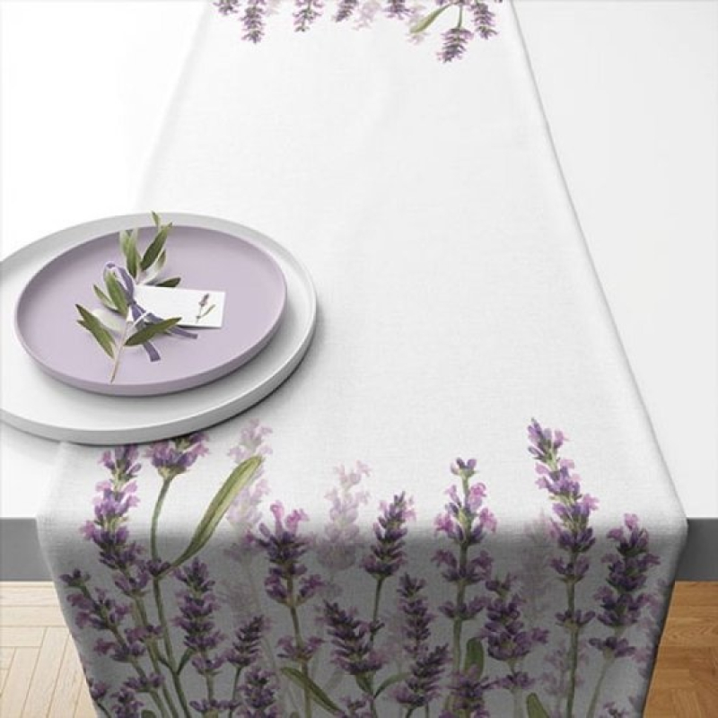 Lavender Shades White - Katoenen tafelloper