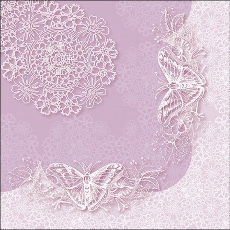 Servetten "Butterfly Lace Lilac" 33x33 cm