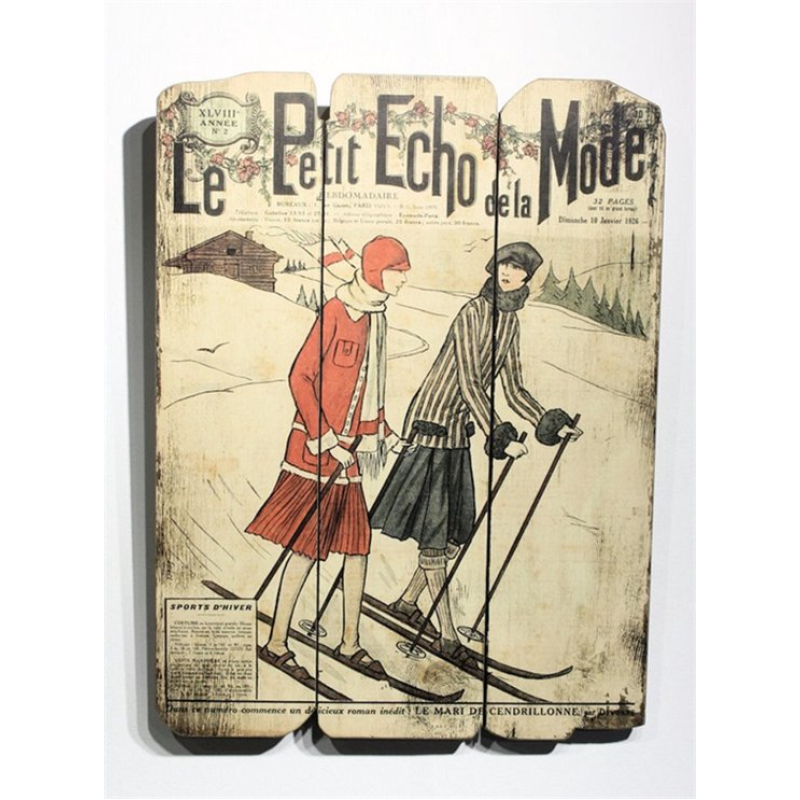 Wandplaat Vrouwen op ski's 45,5x3x61cm