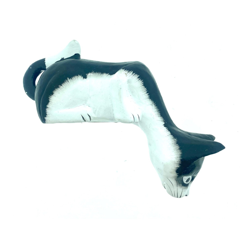 Kat zwart/wit hangend 17 cm Prisca