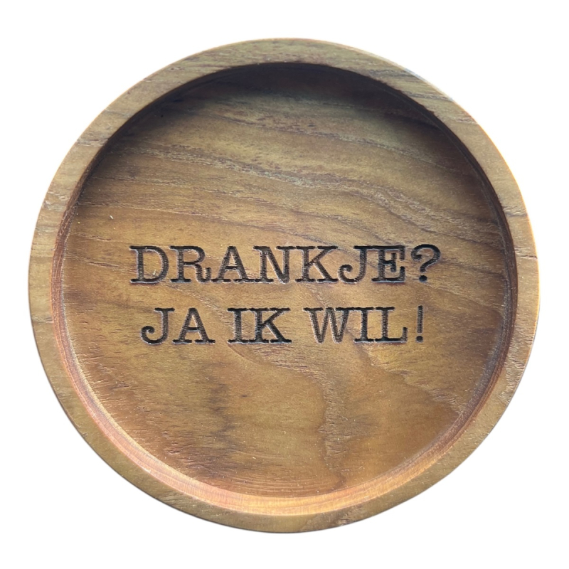 Onderzetter Elli Drankje ja rond hout dia 10 cm