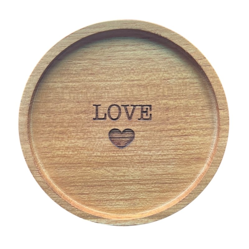 Onderzetter Nic Love hart rond hout dia 10 cm