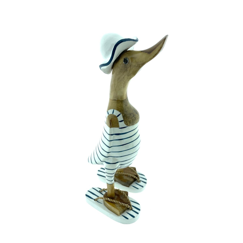 Houten eend Floor M turquoise wit