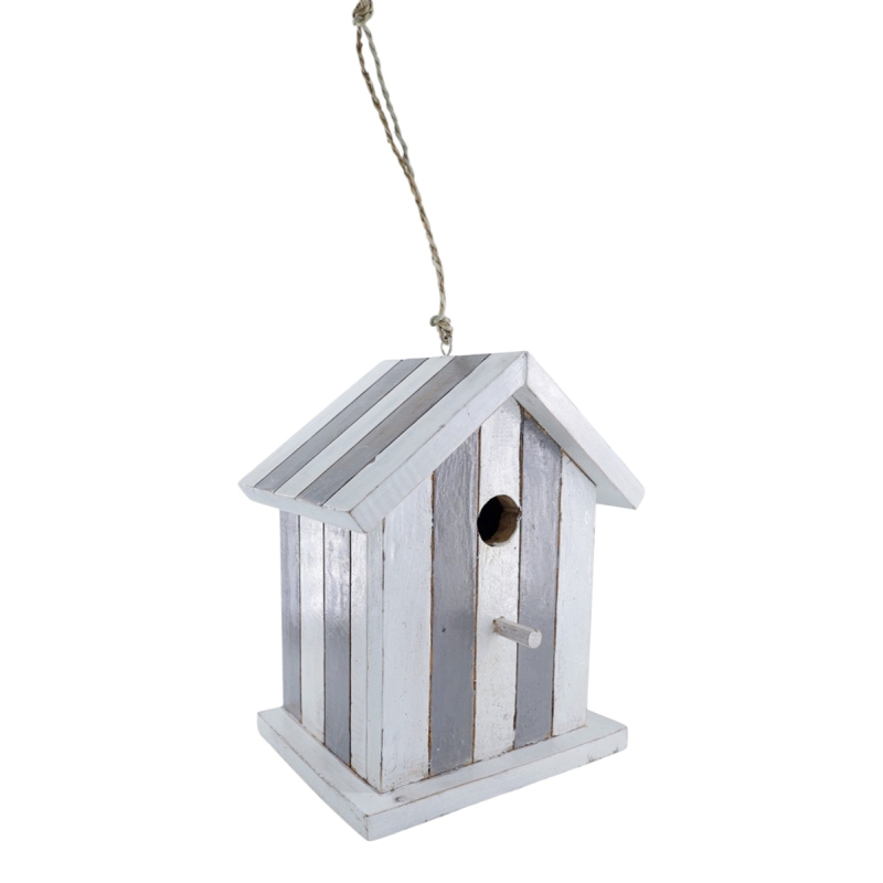 Vogelhuis Ada XL wit/grijs gestreept