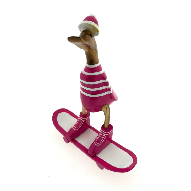 Houten eend Wessel skateboard neon pink