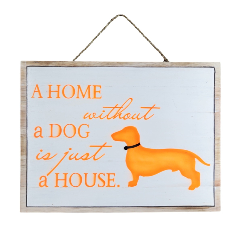 Tekstbord Benno HOME DOG wit/oranje 40x30cm