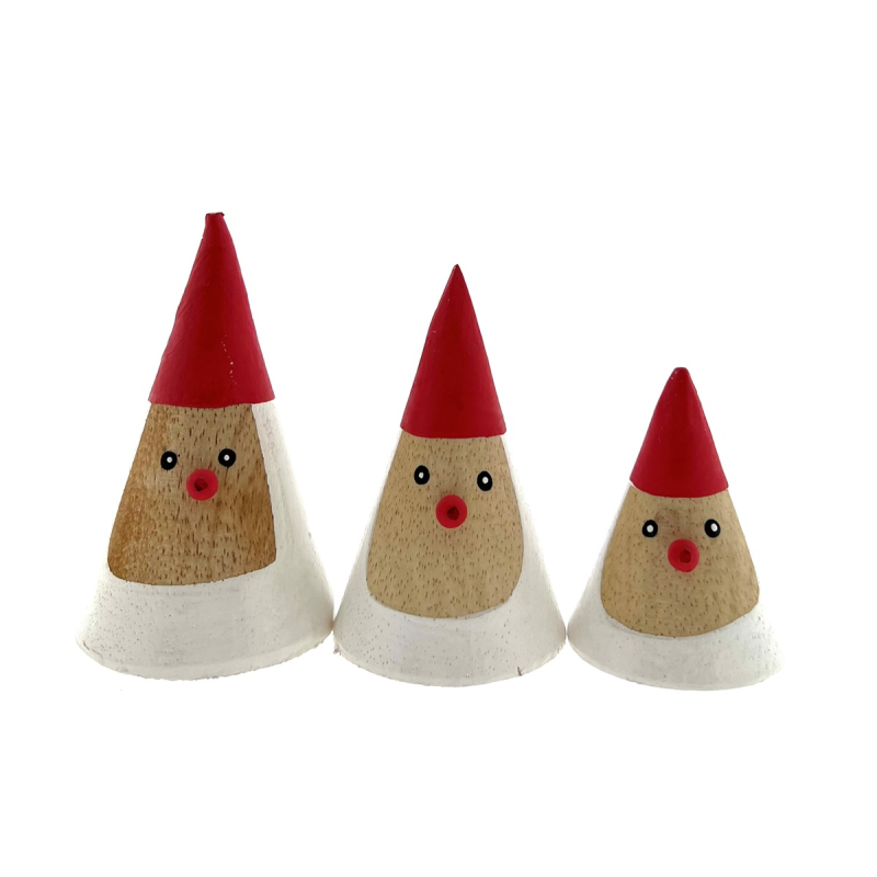 Set van drie houten kerstmannen hoofden Sika