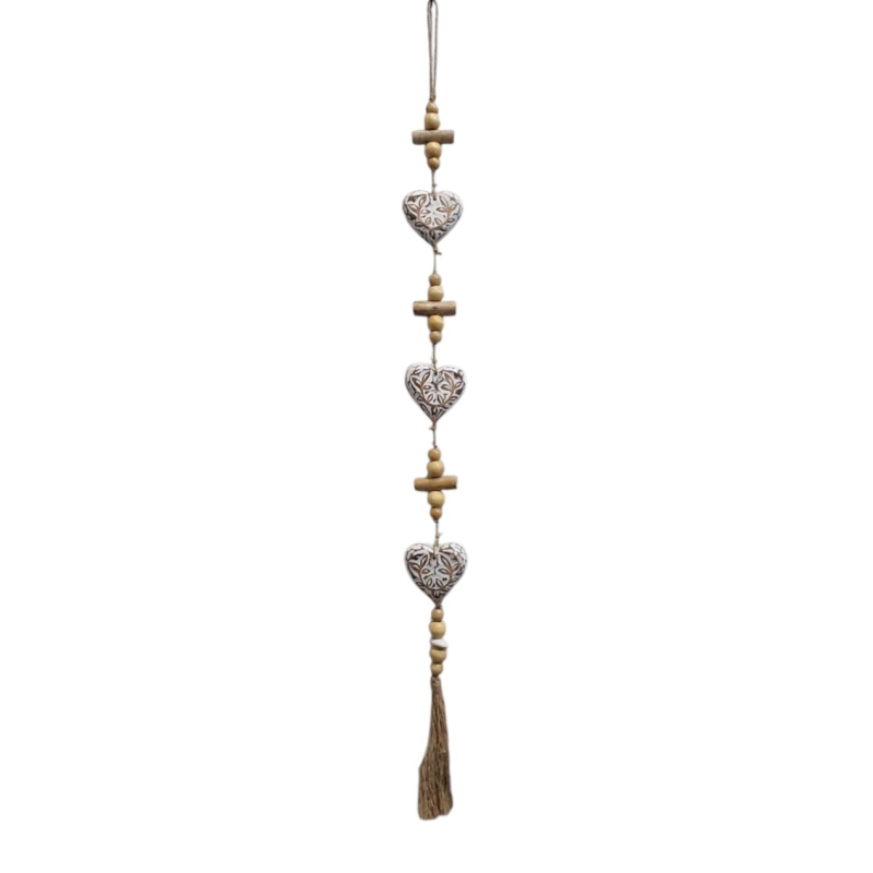 Guirlande Robbie 3x hart white wash natural ca 100 cm