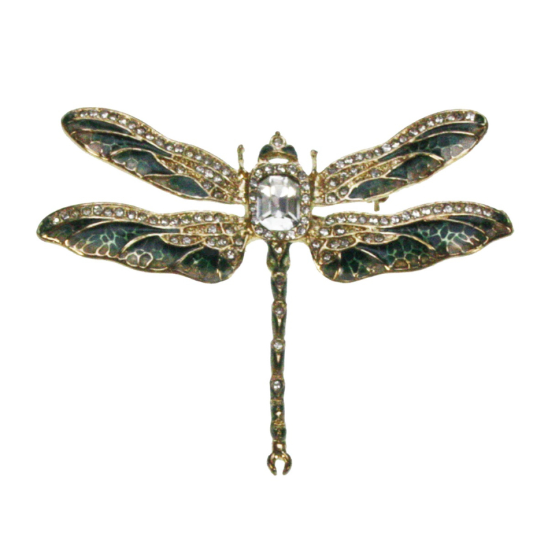 Broche Libelle groen 7x1x6cm