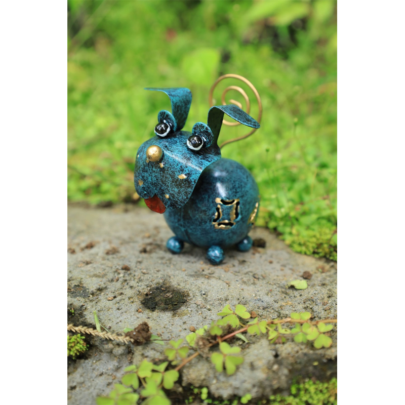 Metalen hond Bo turquoise