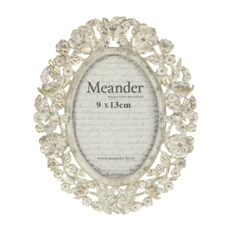 Fotolijstje ovaal bloemen en vlinders (9x13cm) 15x19cm