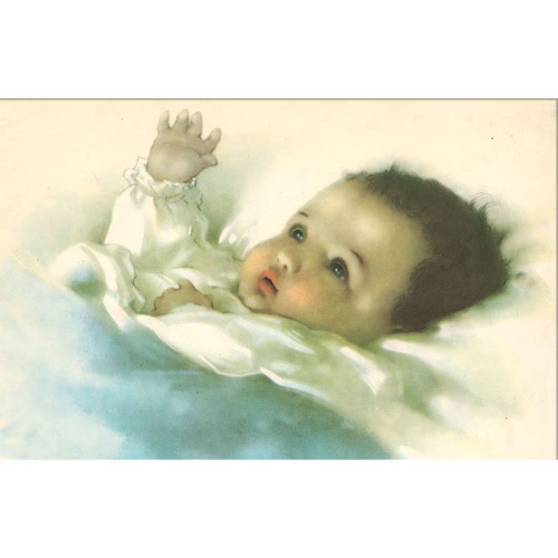 Dubbele kaart met env. Baby slaapt blauw 11,5x17,5cm