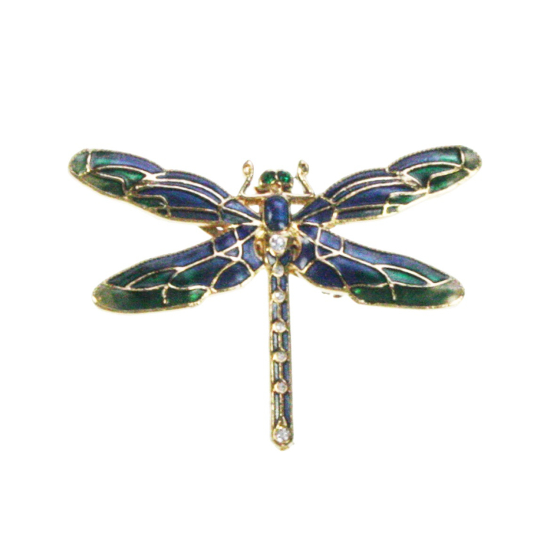 Broche Libelle blauw/groen 5x1x3,5cm