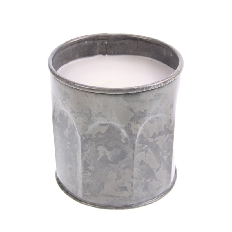 Pot met kaars (grijskl. metaal) Ø11xH11cm