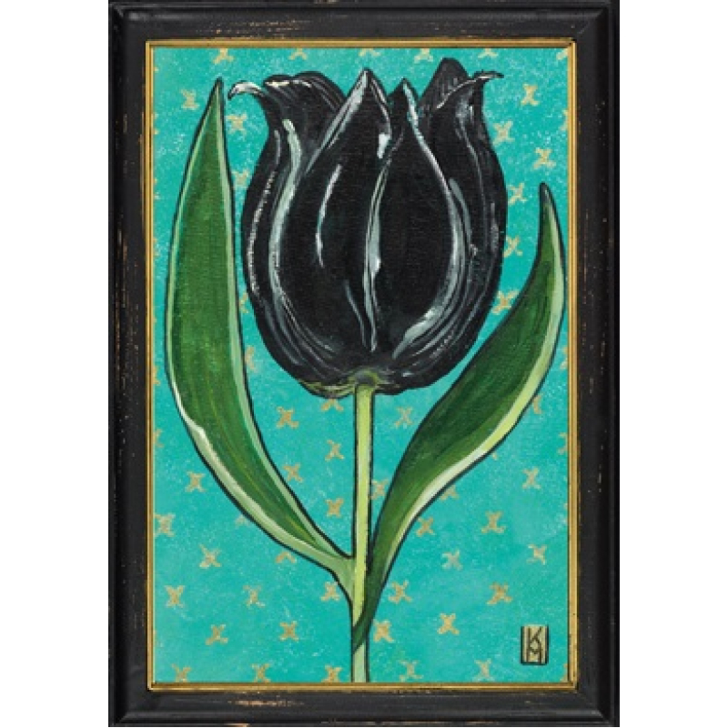 Lijstje hout zwart Zwarte tulp, 34x23,5cm