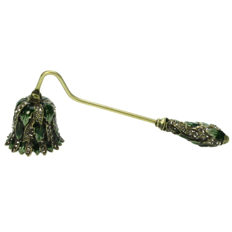 Kaarsendover blaadjes met strass, groen 17x4,5x5,5 cm