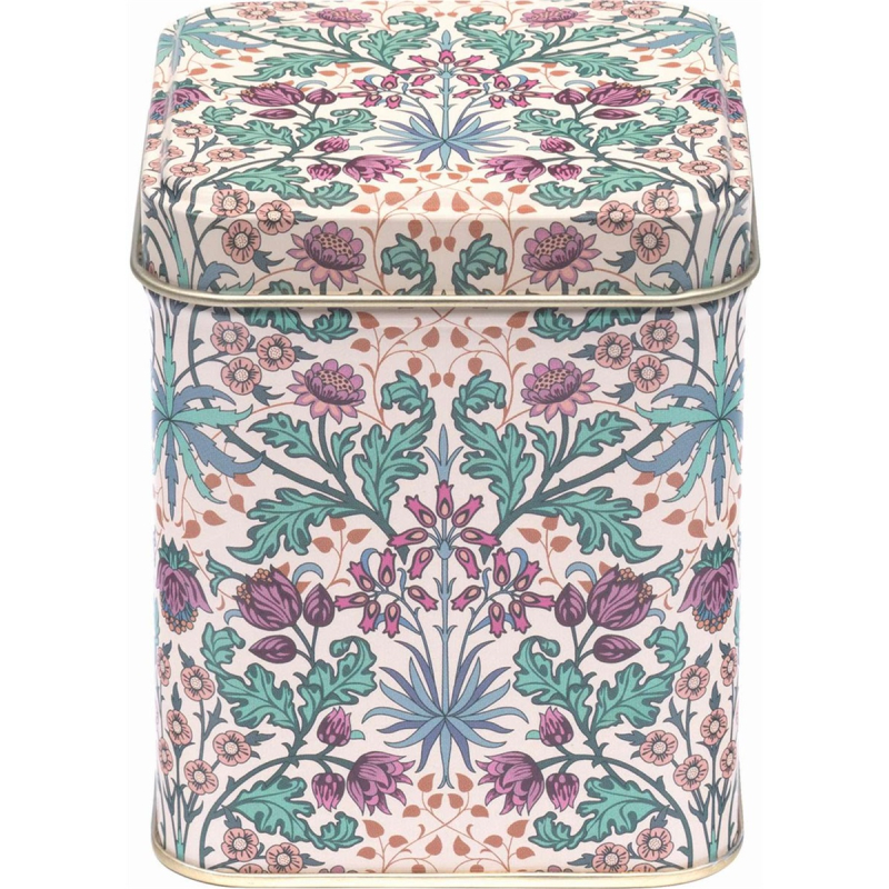 Blikje Bloemen, paars/perzik kleur 7,5x7,5x9,5cm