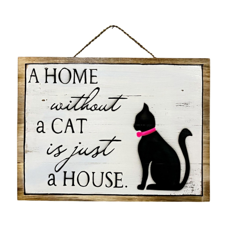 Tekstbord Kia HOME CAT wit/zwrt 40x30cm