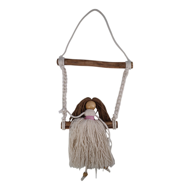 Hanger pop Niko schommel wit/beige 15 x 17 cm