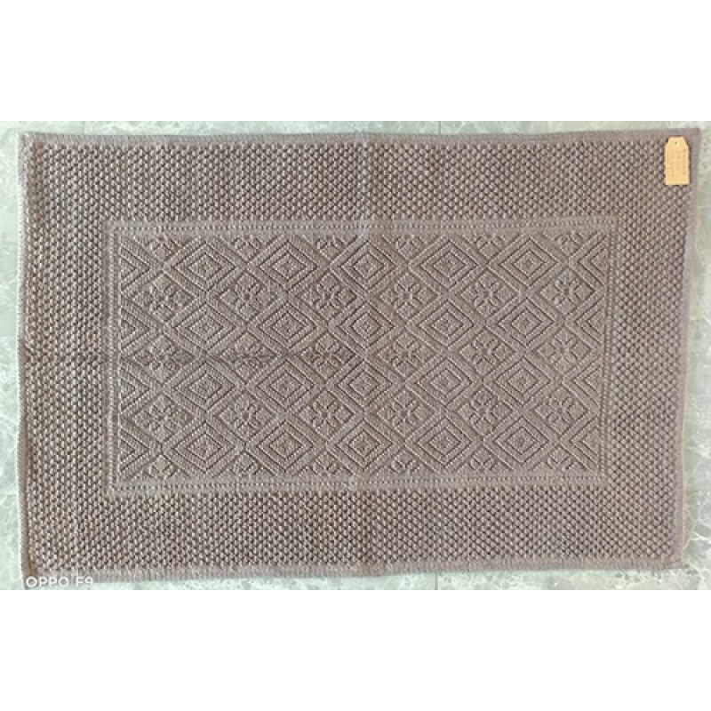 Badmat Jacquard ruitje warm grey 75x120cm
